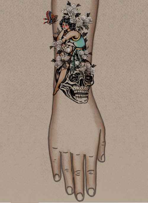 Lady on Skull